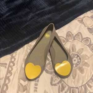 Melissa Gray flats with  yellow heart